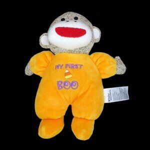 Baby Starters Sock Monkey My First Boo Halloween Plush Rattle Toy 9" Lovey